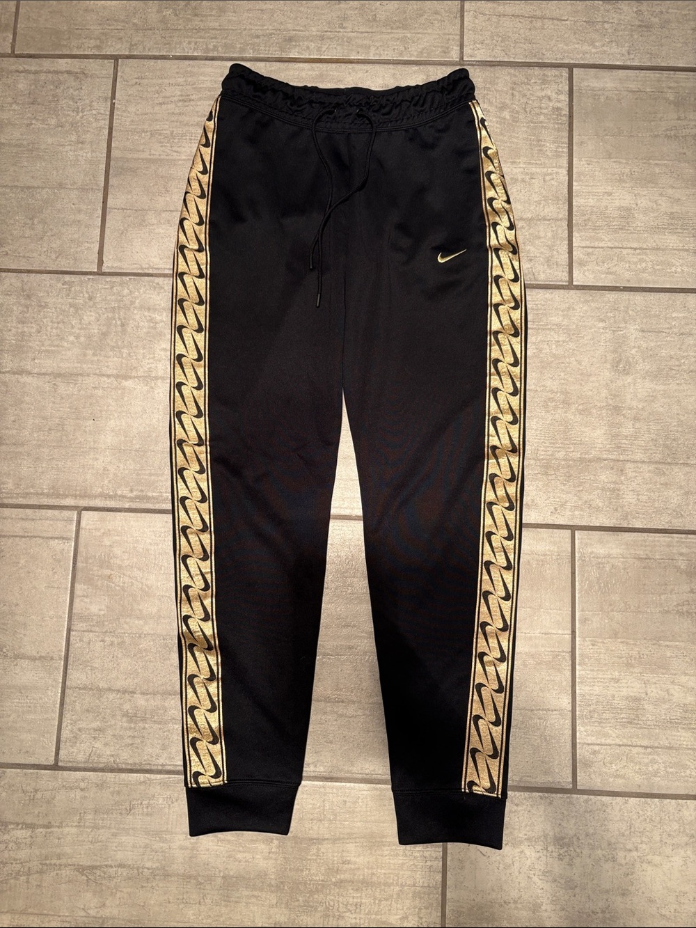 Nike Black Joggers with Gold Side Swoosh